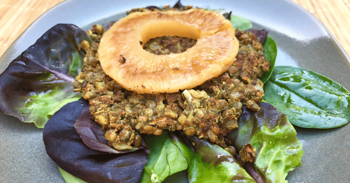 Lentil Burger With Grilled Pineapple