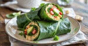 Collard Wraps With Hummus