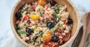 Tuna, Tomato, Black Olives & White Bean Salad