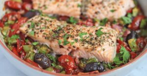 Salmon & Herb-Roasted Mediterranean Vegetables