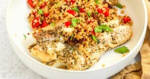 Spiced Haddock with Quinoa & Raisin Salad