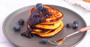 Chickpea Pancakes with Blueberry Chia Jam