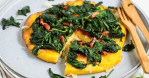 Polenta Pizza with Bacon & Spinach
