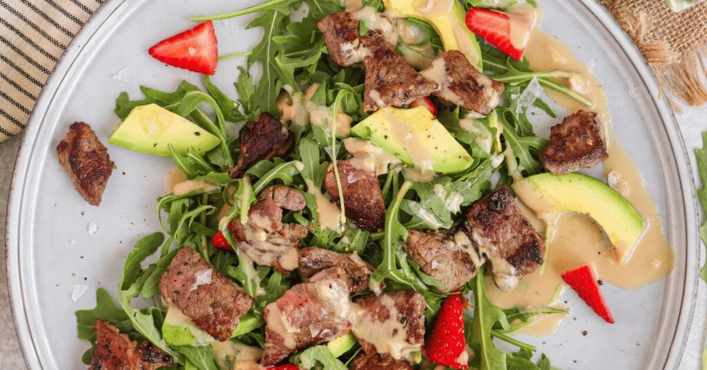 Arugula, Strawberry & Avo Steak Salad
