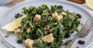 Chicken Kale Salad with Maple Tahini Dressing