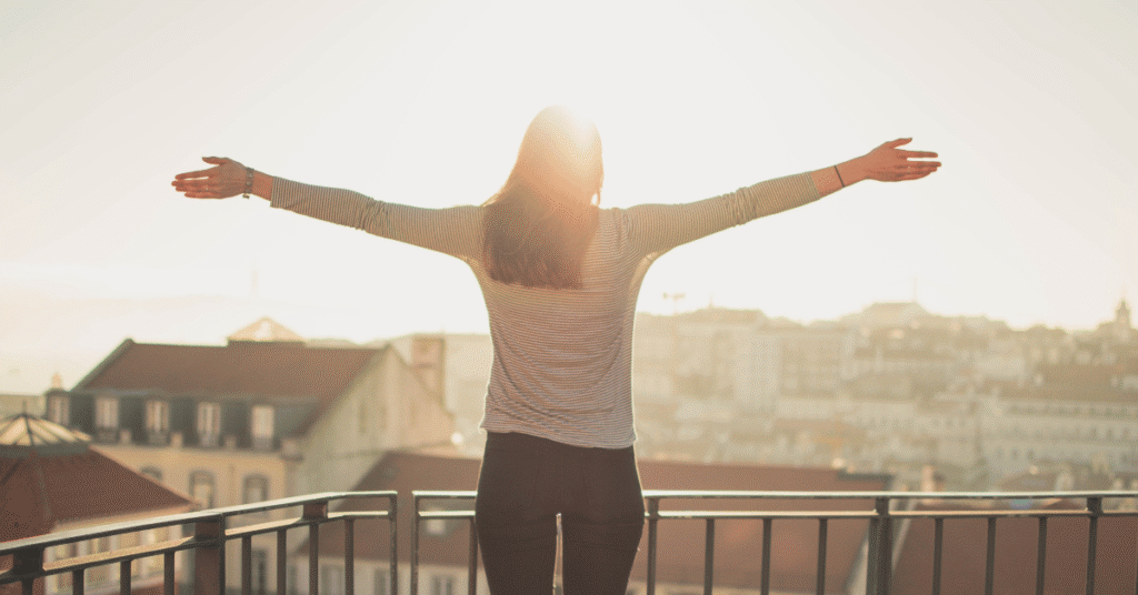 woman in morning sun