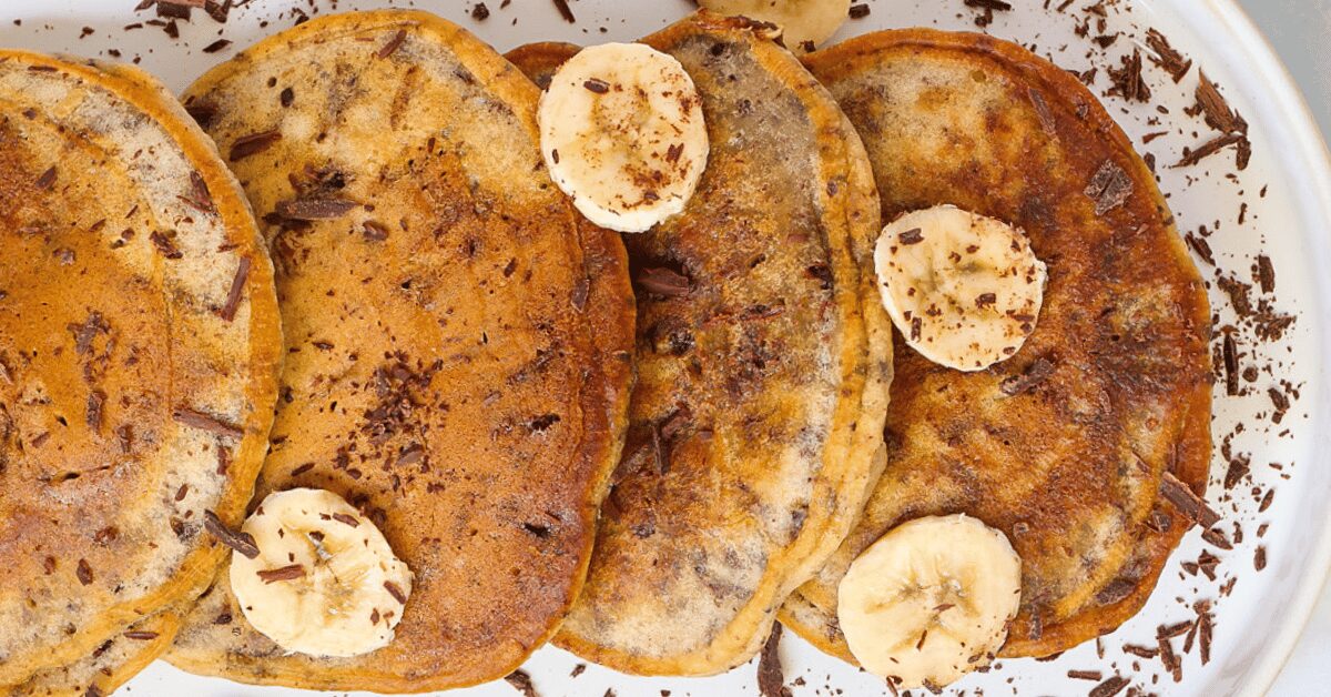 Banana Chia Chocolate Pancakes