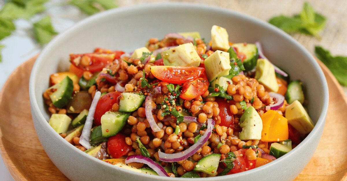 Fresh Lentil Salad with Avo & Herbs