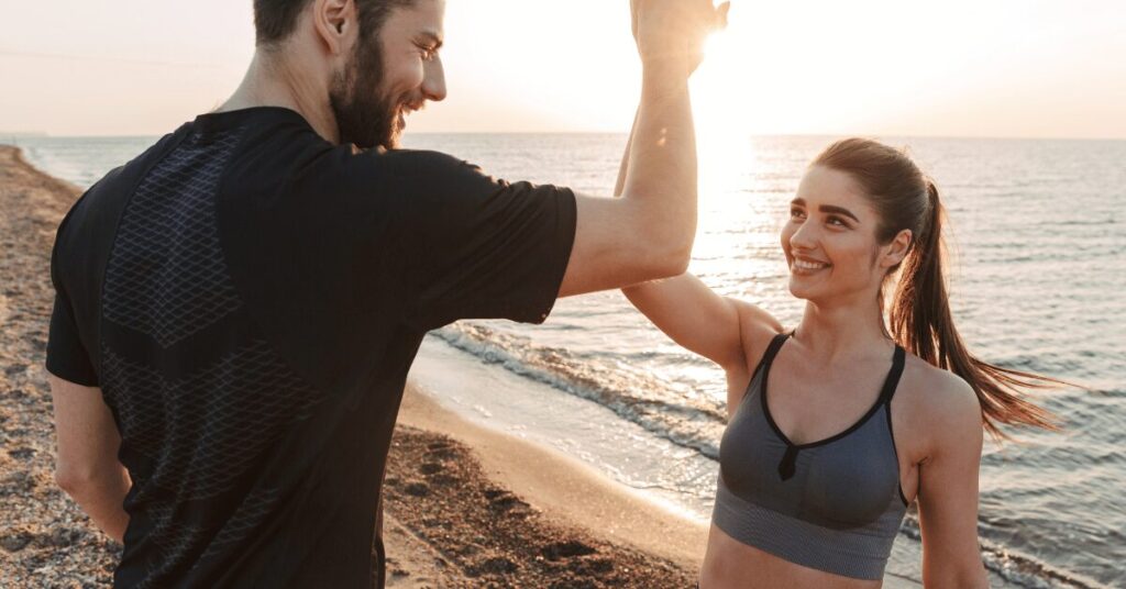Strong energetic man and woman
