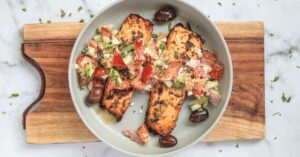 Herby Lemon Salmon with Greek Salad