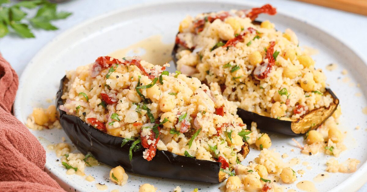 Roasted Eggplant with Herby Couscous